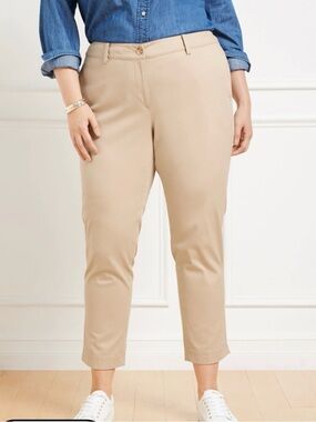 Talbots perfect Crop Plus size Tan Pants Casual Cotton blend Women 20W NWOT